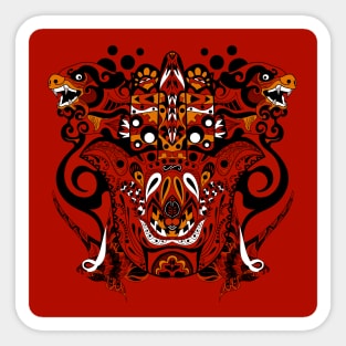 crimson immortal tribal beasts in ecopop pattern Sticker